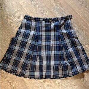 Navy Checkered A-Line Schoolgirl Plaid Skirt